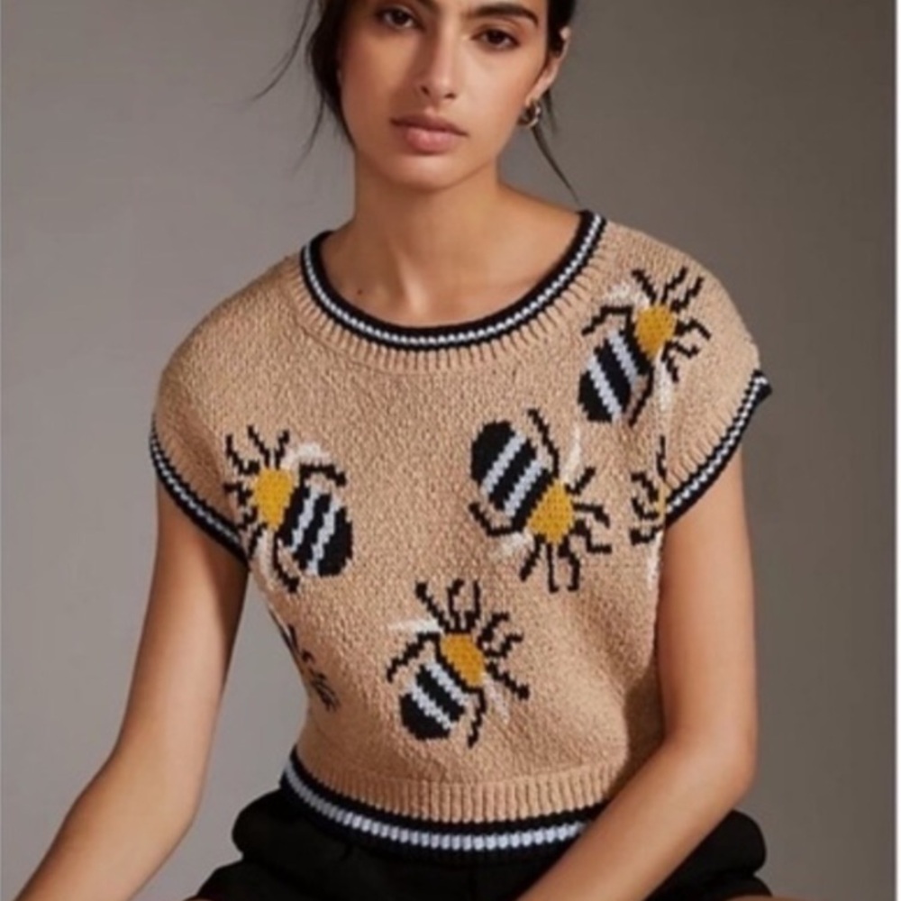 🆕 SARAH GORDON for MAEVE Bumble Bee Sweater Vest L - Picture 4 of 7